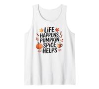 Life Happens, Pumpkin Spice Help Fall Autumn Coffee Design Camiseta sin Mangas