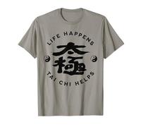 Life Happens Tai Chi Ayuda a la caligrafía China Ying y Yang Camiseta