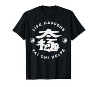Life Happens Tai Chi Ayuda a la caligrafía China Ying y Yang Camiseta