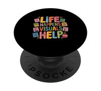 Life Happens Visuals Ayuda Educación Especial Trabajo Merienda PopSockets PopGrip Adhesivo