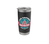 Life Happens - Voleibol de playa con pinchos y voleibol de playa Vaso térmico de acero inoxidable de doble pared