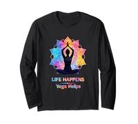 Life Happens Yoga Ayuda a meditar Yoga Mandala Lotus Zen Manga Larga