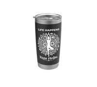 Life Happens Yoga Meditación Ayuda Bienestar Lotus Pose 1 Vaso térmico de acero inoxidable de doble pared