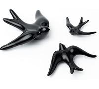 Life in a bag Set de 3 Golondrinas de Cerámica para decoración de pared y del hogar. Adornos Colgantes Hechos a Mano con Ceramica. Pack de golondrinas decorativas pared, color negro