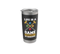 Life Is A Game Croquet Is Serious ama las bolas de croquet con mazo Vaso térmico de acero inoxidable de doble pared
