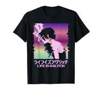 Life Is A Glitch Alt Vaporwave Aesthetic Smoking Anime Girl Camiseta