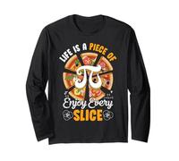 Life Is a Piece of Pi Day Pizza Every Slice Math Teacher Manga Larga