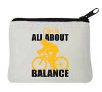 Life Is All About Balance - Monedero de neopreno gráfico de bicicleta, 10 x 11 cm, color blanco, White, Talla única