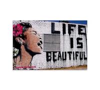 Life Is Beautiful Graffiti Street by Banksy Artists Works - Pósteres impresos para decoración del hogar, arte de pared, impresión decorativa para dormitorio, habitación, estética, 20 x 30 cm