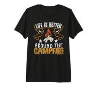 Life Is Better Around The Camfire Camping Camper Hiking Camiseta Premium