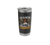 Life Is Better Around The Camfire Camping Camper Hiking Vaso térmico de acero inoxidable de doble pared
