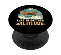 Life Is Better At Altitude Pilot Airplane Flying Design PopSockets PopGrip Adhesivo