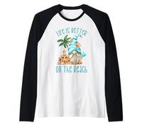 Life Is Better At The Beach For Summer Lover Funny GNOME Camiseta Manga Raglan
