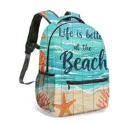 Life is Better at the Beach - Mochila de 40,6 cm, diseño de caballito de mar, estrella de mar, ilustración plana, bolsa de viaje con estampado de coral, 03., L, Casual