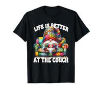 Life Is Better At The Couch Gnome Dad For Funny Retirement Camiseta