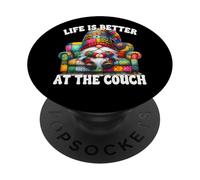 Life Is Better At The Couch Gnome Dad For Funny Retirement PopSockets PopGrip Adhesivo