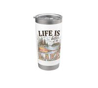Life Is Better At The Lake Life Lover Lakehouse Boating Vaso térmico de acero inoxidable de doble pared