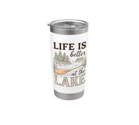 Life Is Better At The Lake Life Lover Lakehouse Boating Vaso térmico de acero inoxidable de doble pared