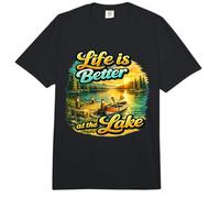 Life Is Better At The Lake Sunset Canoe Nature Vibes Graphic Comfort Colors Adult Heavyweight T-Shirt
