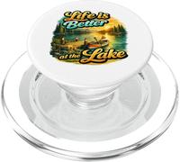 Life Is Better At The Lake Sunset Canoe Nature Vibes Graphic PopSockets PopGrip para MagSafe