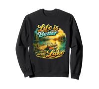 Life Is Better At The Lake Sunset Canoe Nature Vibes Graphic Sudadera