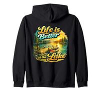 Life Is Better At The Lake Sunset Canoe Nature Vibes Graphic Sudadera con Capucha