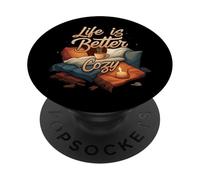 Life is Better Cozy Comfort Hygge Home PopSockets PopGrip Adhesivo