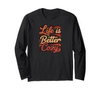 Life is Better Cozy Comfort Text Design Manga Larga
