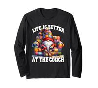Life Is Better Funny Saying For Couch Potato Gnome For Dad Manga Larga