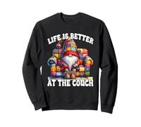 Life Is Better Funny Saying For Couch Potato Gnome For Dad Sudadera