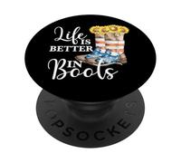 Life Is Better In Boots Vintage Country Music USA Girasol PopSockets PopGrip Adhesivo
