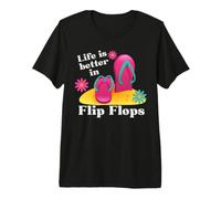 Life is Better in Chanclas de Estilo Playero Divertido Camiseta Premium
