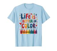 Life Is Better In Color Crayon Art - Cita inspiradora Camiseta, Hombre, Azul Bebé, XL