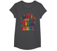 Life Is Better In Color Crayon Art - Cita inspiradora Camiseta, Niñas, Jaspeado Oscuro, Mediano