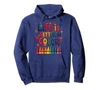 Life Is Better In Color Crayon Art - Cita inspiradora Sudadera con Capucha, Unisex para Adultos, Azul Marino, L