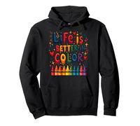 Life Is Better In Color Crayon Art - Cita inspiradora Sudadera con Capucha, Unisex para Adultos, Negro, XL