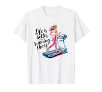 Life is Better in Running Shoes Gym Workout Caminadora Runner Camiseta gráfica económica