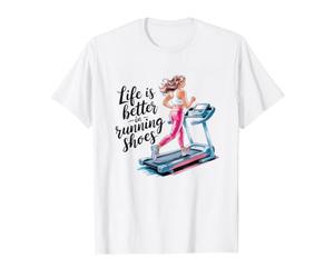 Life is Better in Running Shoes Gym Workout Caminadora Runner Camiseta gráfica económica