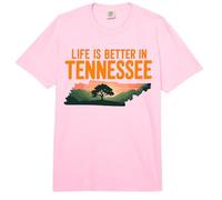 Life Is Better in Tennessee, Scenic TN State Outline Sunset Comfort Colors Adult Heavyweight T-Shirt
