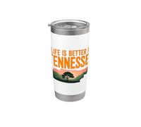 Life Is Better in Tennessee, Scenic TN state outline sunset Vaso térmico de acero inoxidable de doble pared