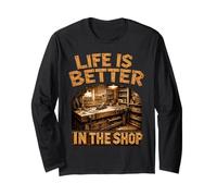 Life Is Better In The Shop Woodworking Workshop Woodworker Manga Larga