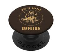 Life is Better Offline - Camping & Star Gazing Nature Quote PopSockets PopGrip Adhesivo