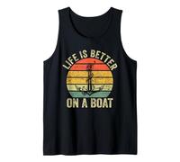 Life is Better on a Boat Captain Flatboat Boating Pontón Camiseta sin Mangas