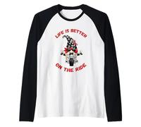 Life Is Better On The Ride Cute Oldschool Biker Kids GNOME Camiseta Manga Raglan