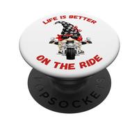 Life Is Better On The Ride Cute Oldschool Biker Kids GNOME PopSockets PopGrip Adhesivo