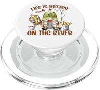 Life Is Better On The River Fisherman GNOME Loves Fishing PopSockets PopGrip para MagSafe