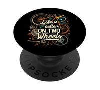 Life Is Better On Two Wheels Bicycle Cycling Bike Rider PopSockets PopGrip Adhesivo