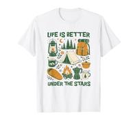 Life Is Better Under The Stars Vintage Camping Outdoor Art Camiseta gráfica económica