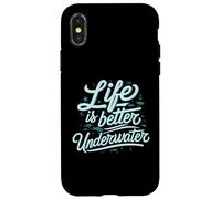 Life Is Better Underwater Scuba Diving Ocean Sea Carcasa para iPhone X/XS