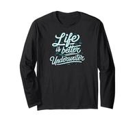 Life Is Better Underwater Scuba Diving Ocean Sea Manga Larga